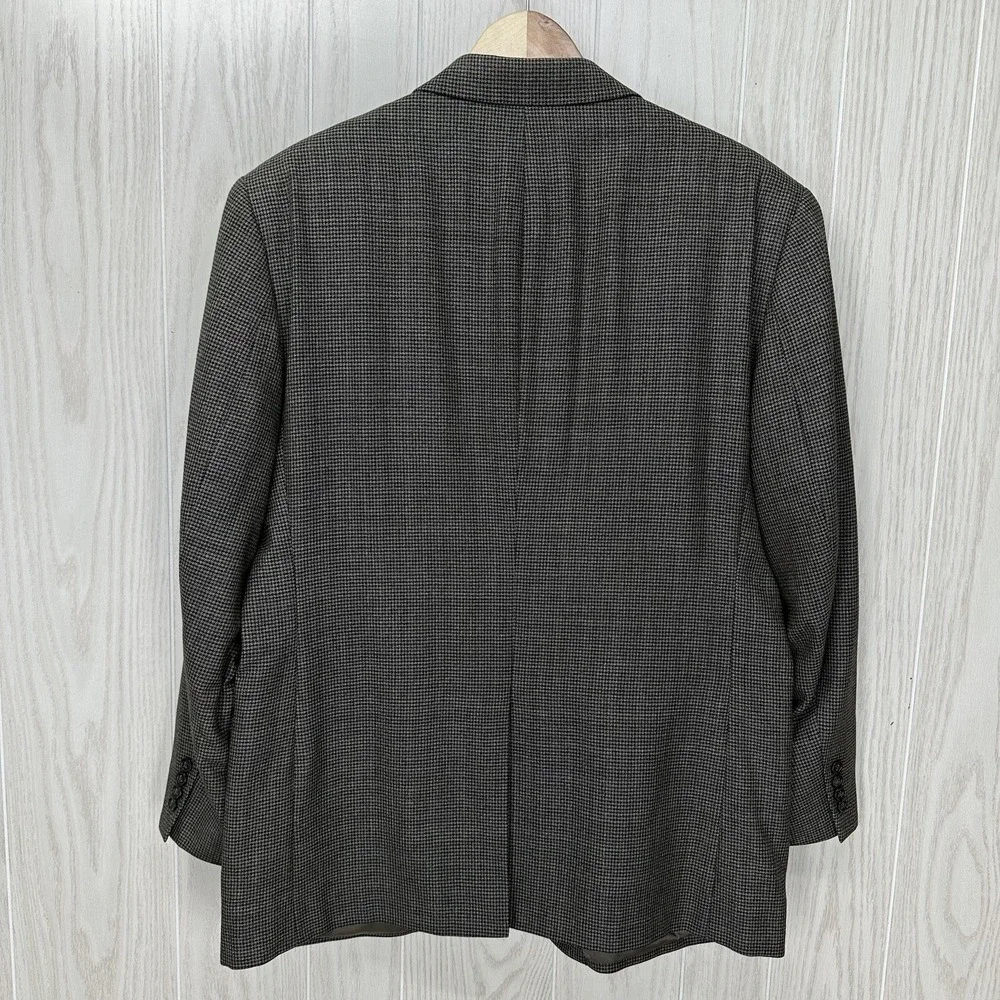 Jos A Bank Suit Sport‎ Jacket Mens 46R Black Tan Gray Houndstooth 100% Wool